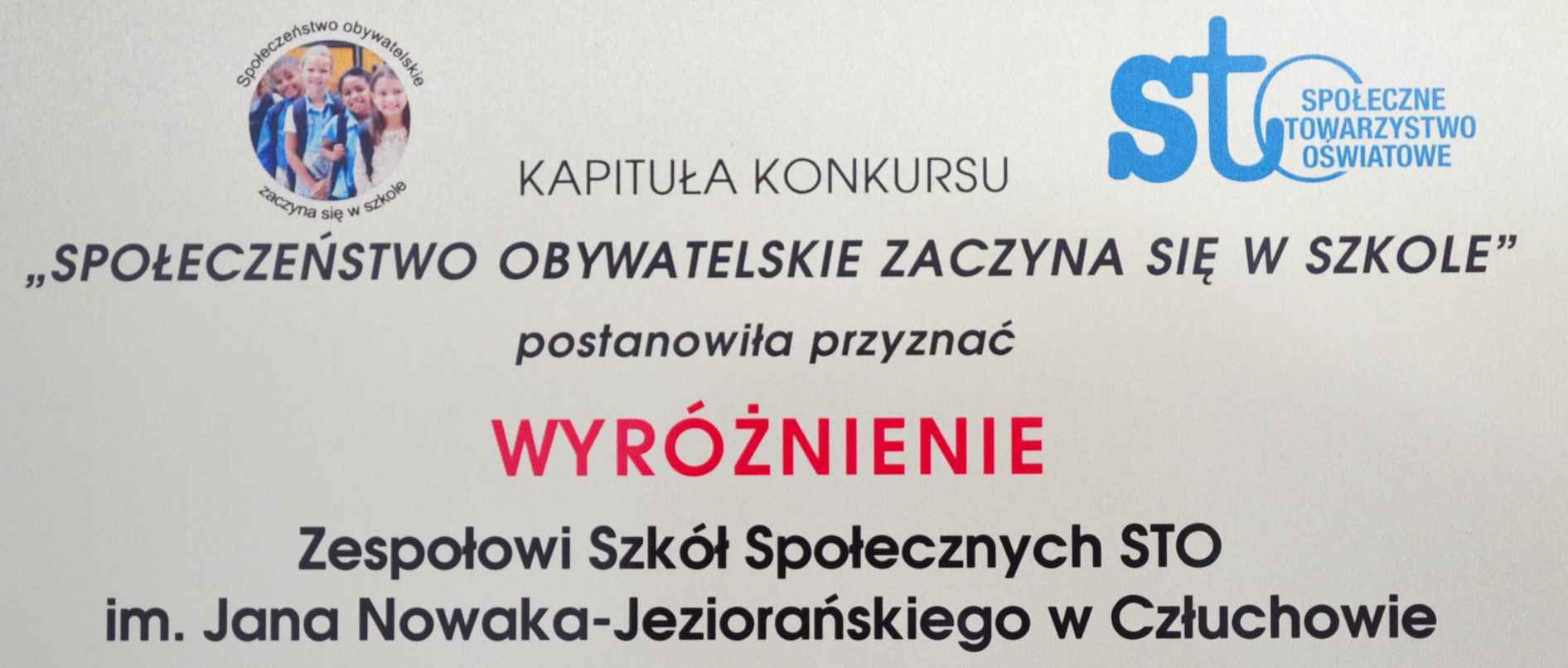 Wyróżnienie w konkursie 